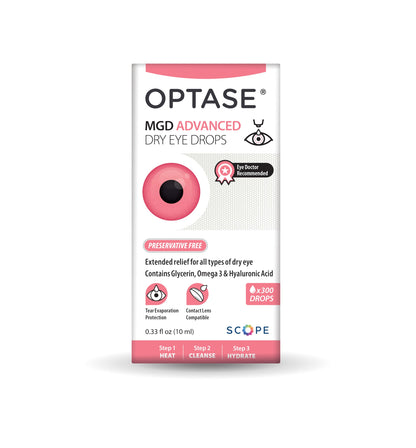 Optase MGD Advanced Dry Eye Drops – 0.33 fl oz, 300 Doses | Gentle Eye Lubrication