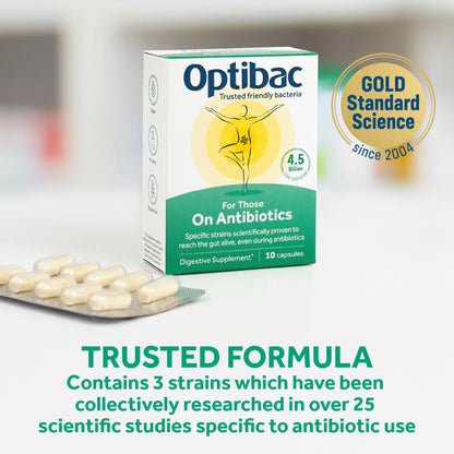 OptiBac Probiotics for Those on Antibiotics - 10 Capsules