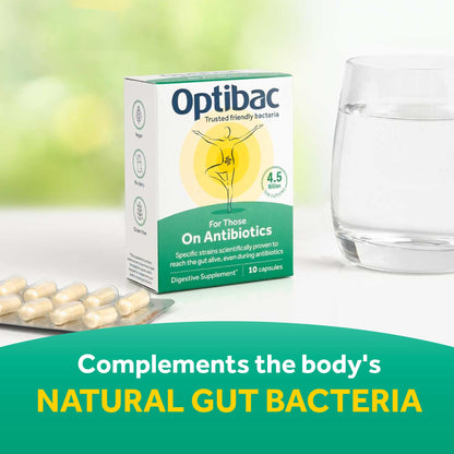 OptiBac Probiotics for Those on Antibiotics - 10 Capsules