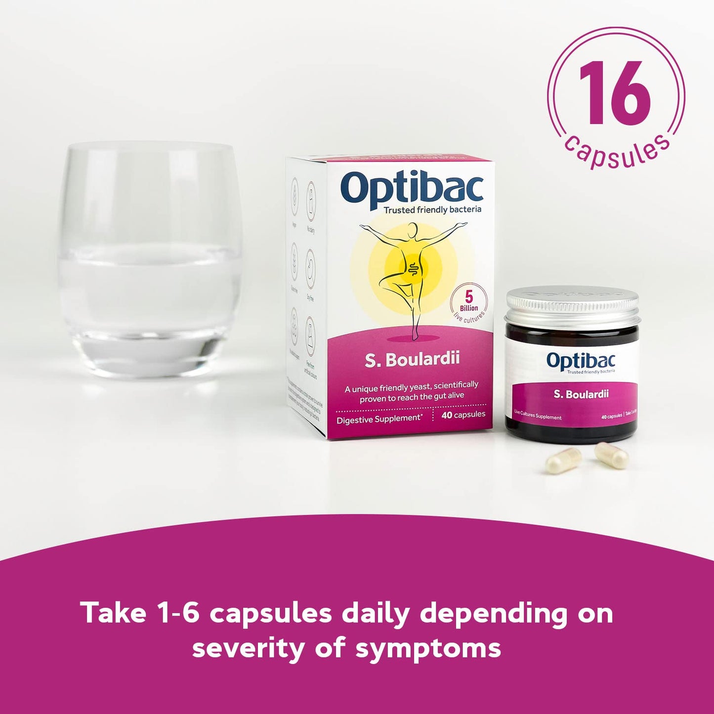 OptiBac Probiotics Saccharomyces boulardii – 16 Capsules | Probiotic Supplement