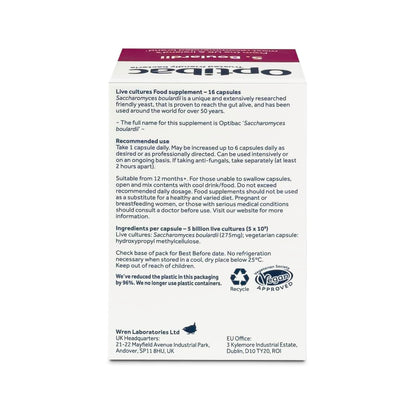 OptiBac Probiotics Saccharomyces boulardii – 16 Capsules | Probiotic Supplement