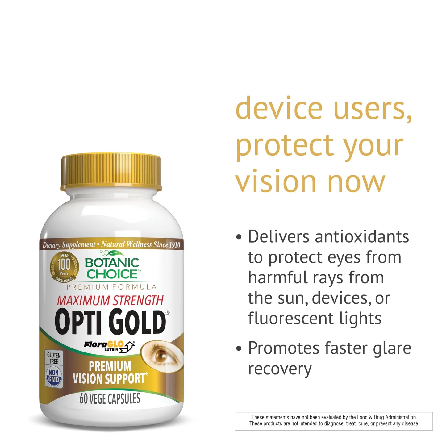 Opti Gold Vision Eye Health Support – Botanic Choice Maximum Strength (60 Capsules)