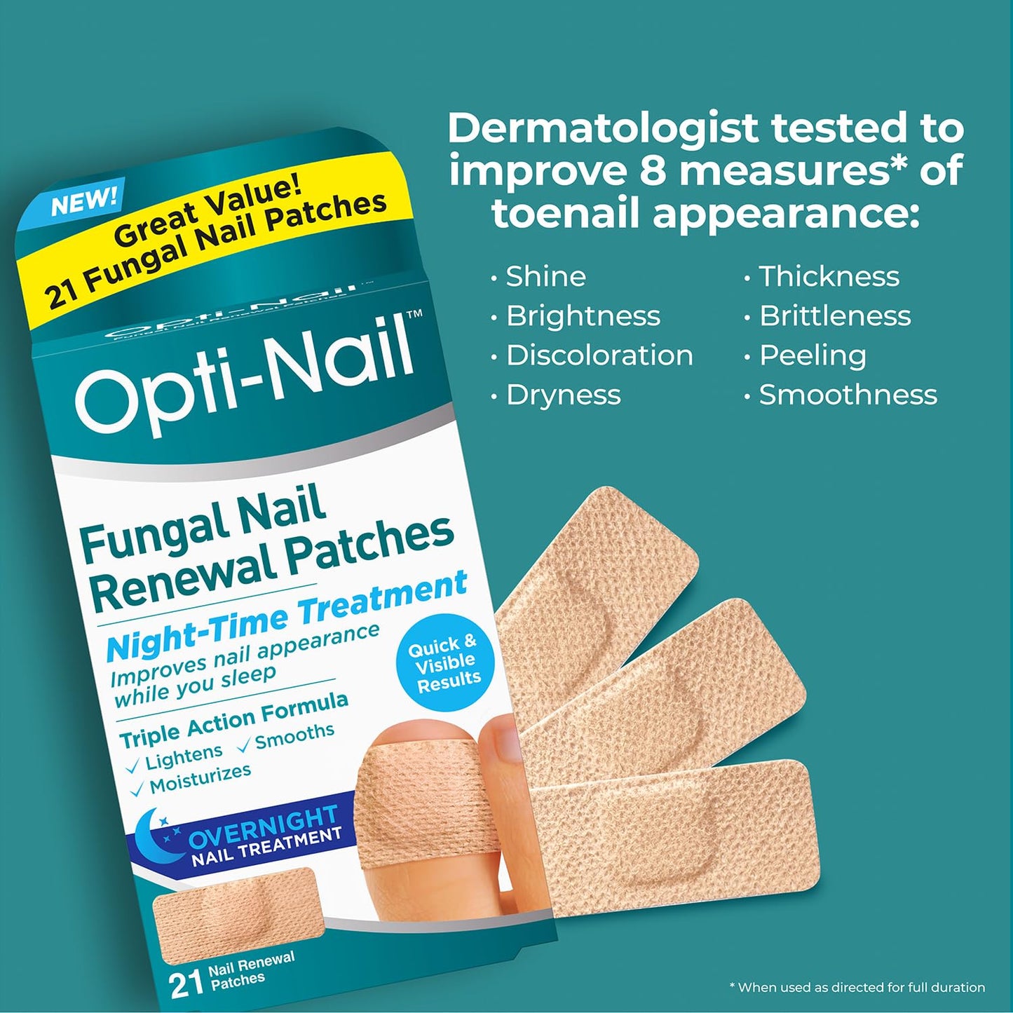Opti-Nail Fungal Nail Renewal Patches – 21 Night-Time Patches for Better-Looking Nails