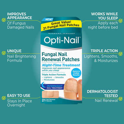 Opti-Nail Fungal Nail Renewal Patches – 21 Night-Time Patches for Better-Looking Nails