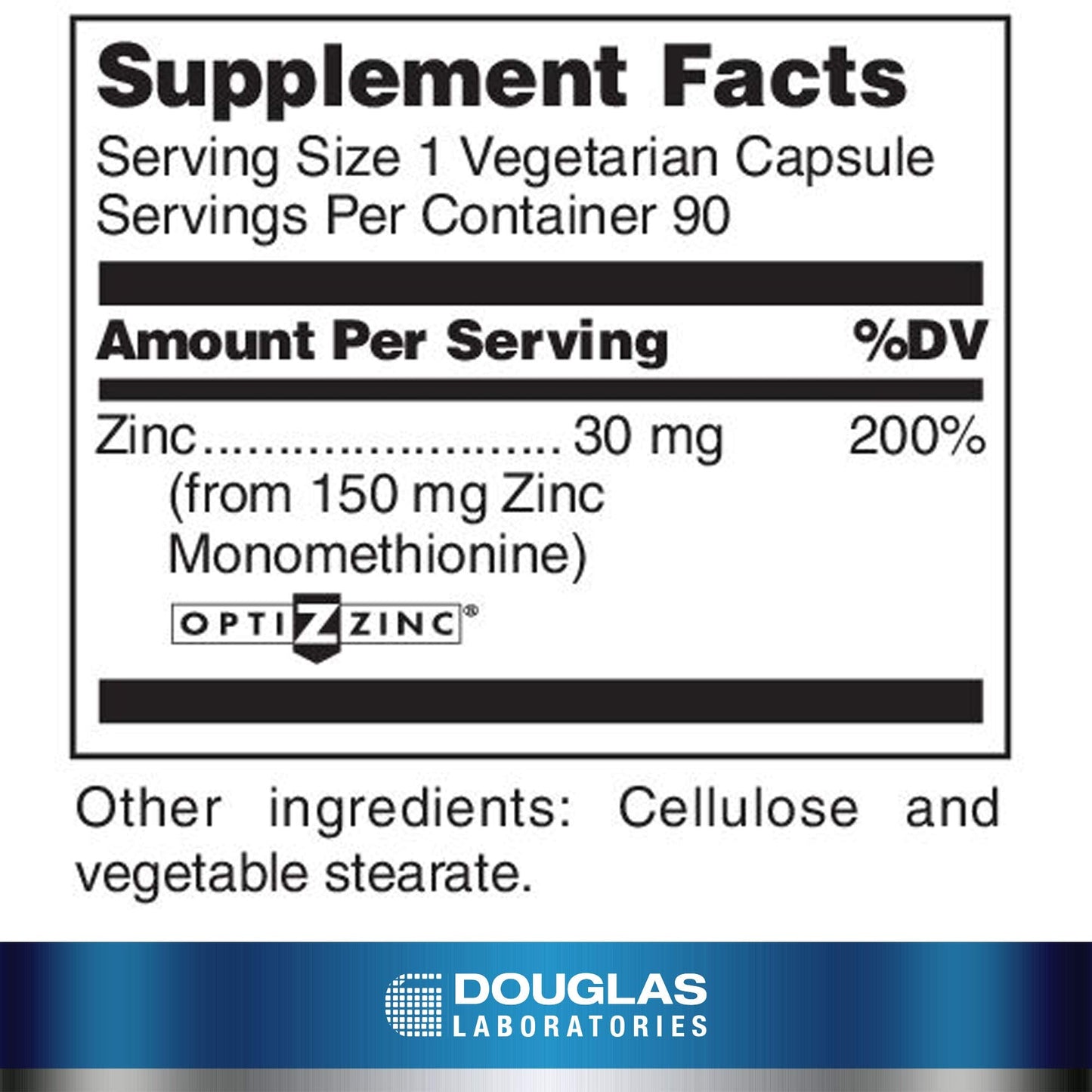 Douglas Laboratories Opti Zinc 30 mg. | Zinc Monomethionine Supports Immune Function and Healthy Skin | 90 Capsules