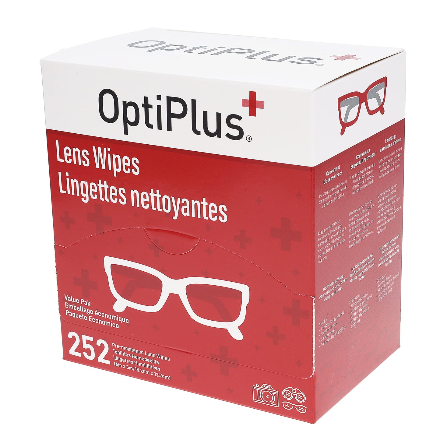 OptiPlus Eyeglass Lens Wipes – Pre-Moistened Cleaning Wipes for Glasses, Screens & Lenses | 252 Count