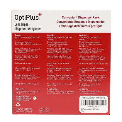 OptiPlus Eyeglass Lens Wipes – Pre-Moistened Cleaning Wipes for Glasses, Screens & Lenses | 252 Count
