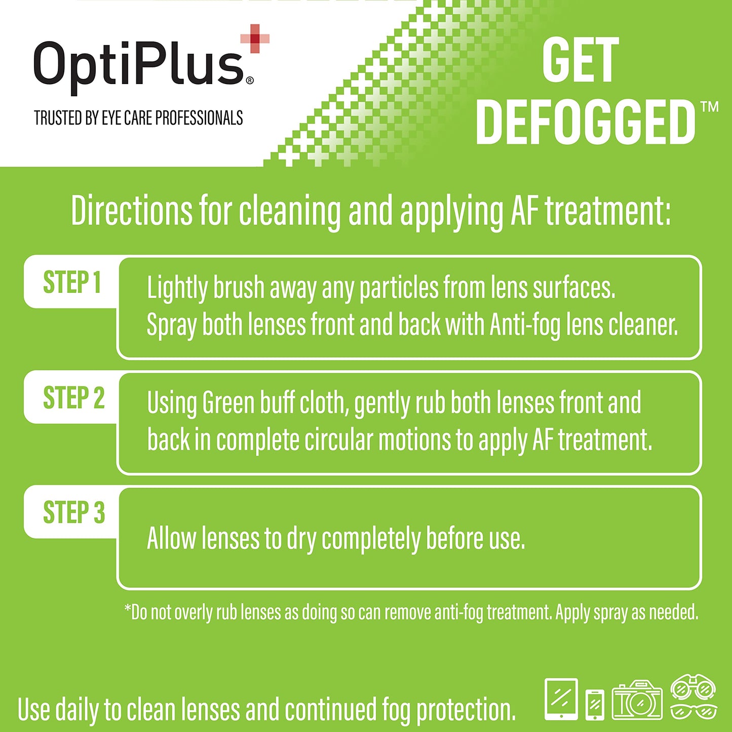 OptiPlus Anti-Fog Lens Cleaning Spray Kit – 2oz with Microfiber Cloth for Glasses, Screens & More | Hilco Vision