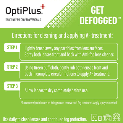 OptiPlus Anti-Fog Lens Cleaning Spray Kit – 2oz with Microfiber Cloth for Glasses, Screens & More | Hilco Vision