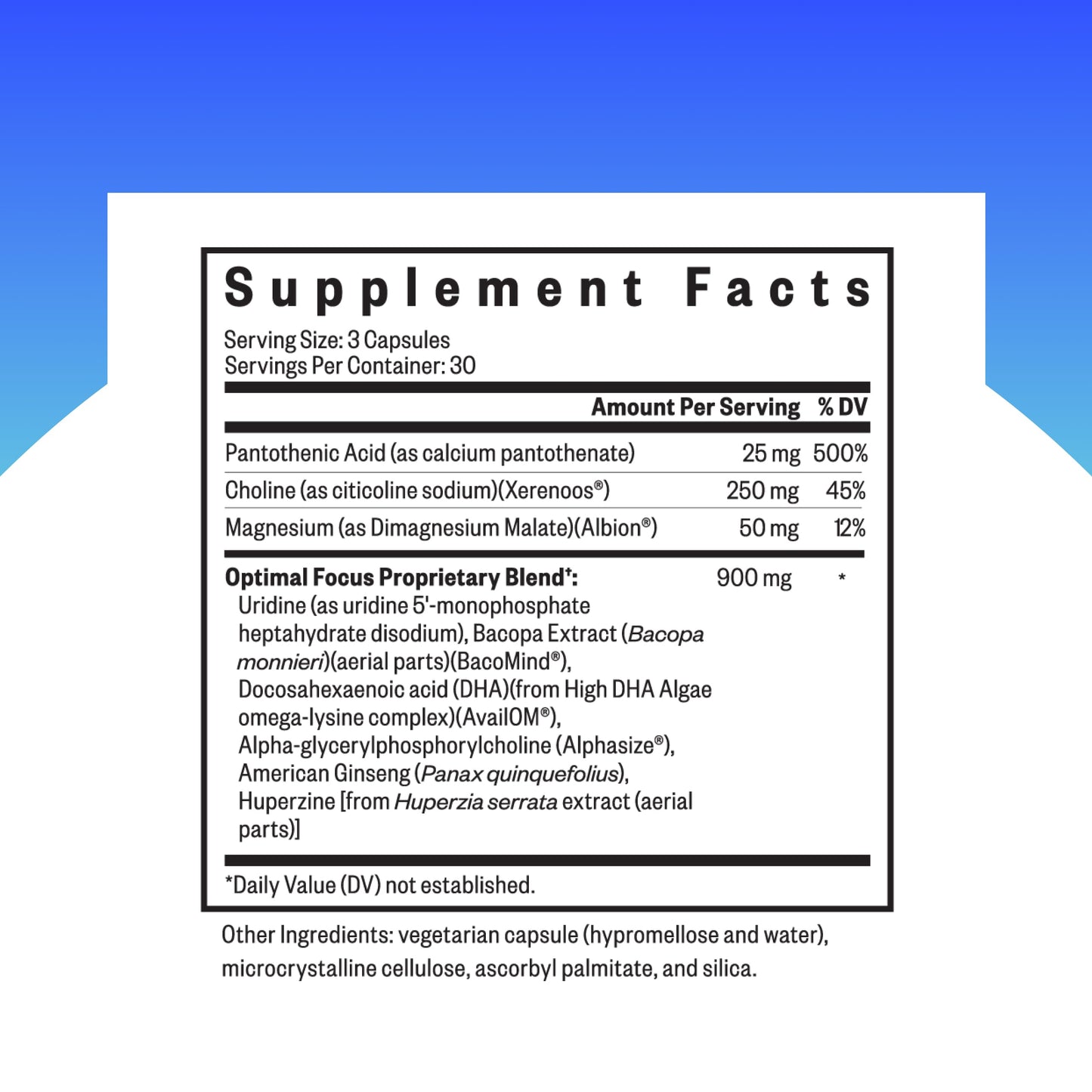 Seeking Health Optimal Focus - Stimulant-Free Nootropic with Choline & Algae DHA (90 Capsules)