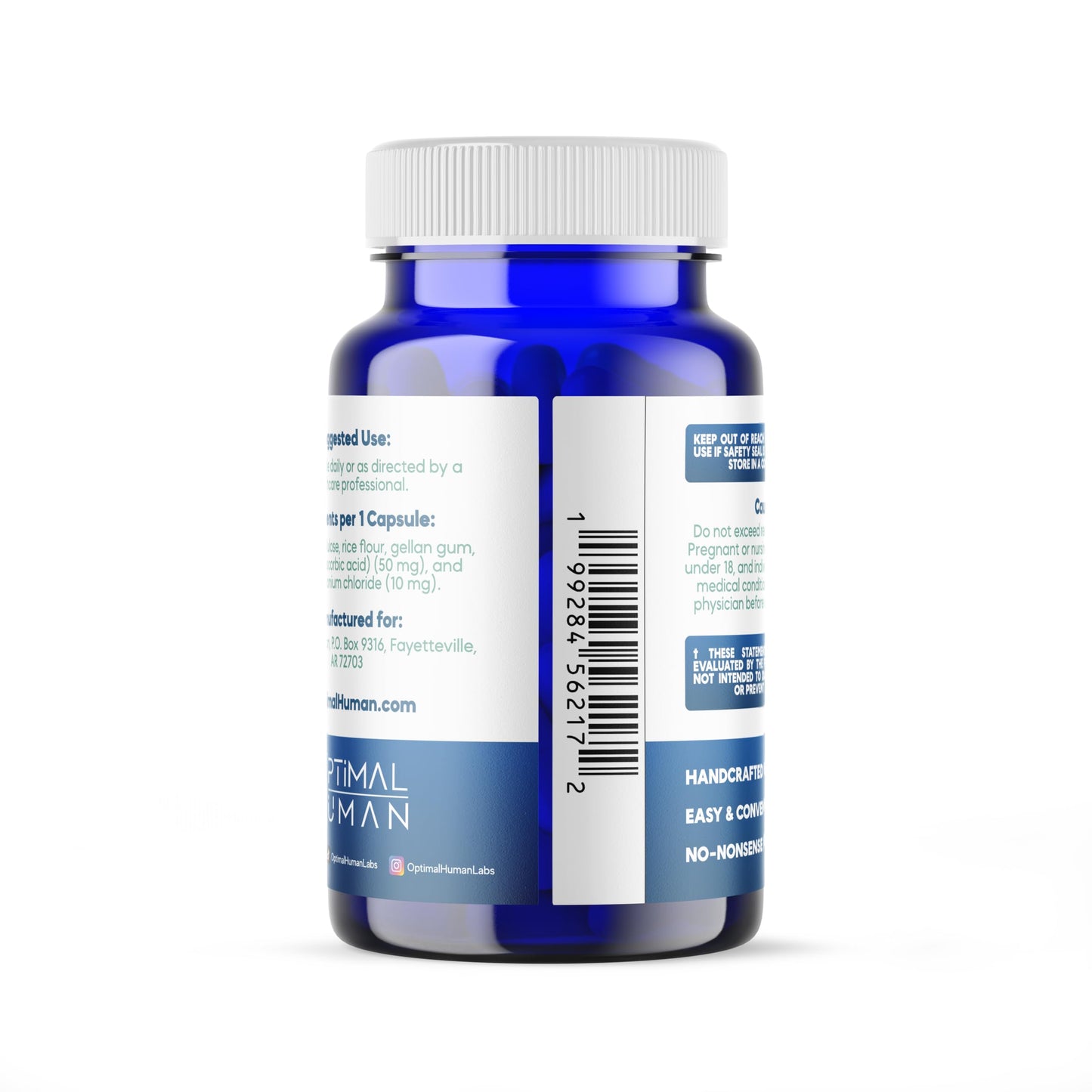 Optimal Human Methylene Blue (USP Grade) Pharma Grade Supplement, 10 MG Capsule Form with Added Vitamin C, for Energy Support, Brain Health, Memory, Focus, Clarity