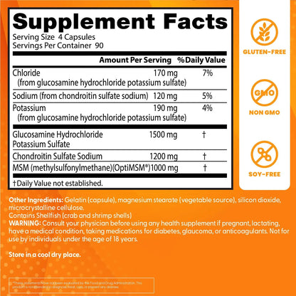 Doctor's Best Glucosamine Chondroitin MSM with OptiMSM — Joint Support Capsule Formula, Non-GMO, Gluten & Soy Free, 360 Count BritishVita | Premium UK Vitamins & Wellness Supplements