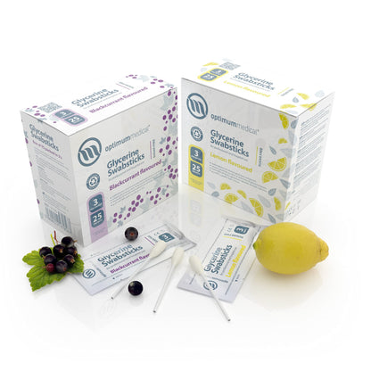 OPTIMUM MEDICAL Glycerin Swabsticks (x75) – Lemon Flavour | Sugar-Free Dry Mouth Relief
