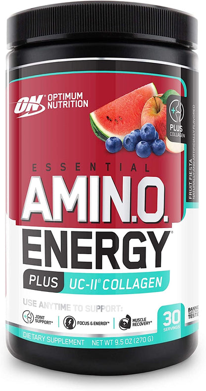 Optimum Nutrition Amino Energy + Collagen Powder – 5g Aminos, UC-II Collagen, Caffeine