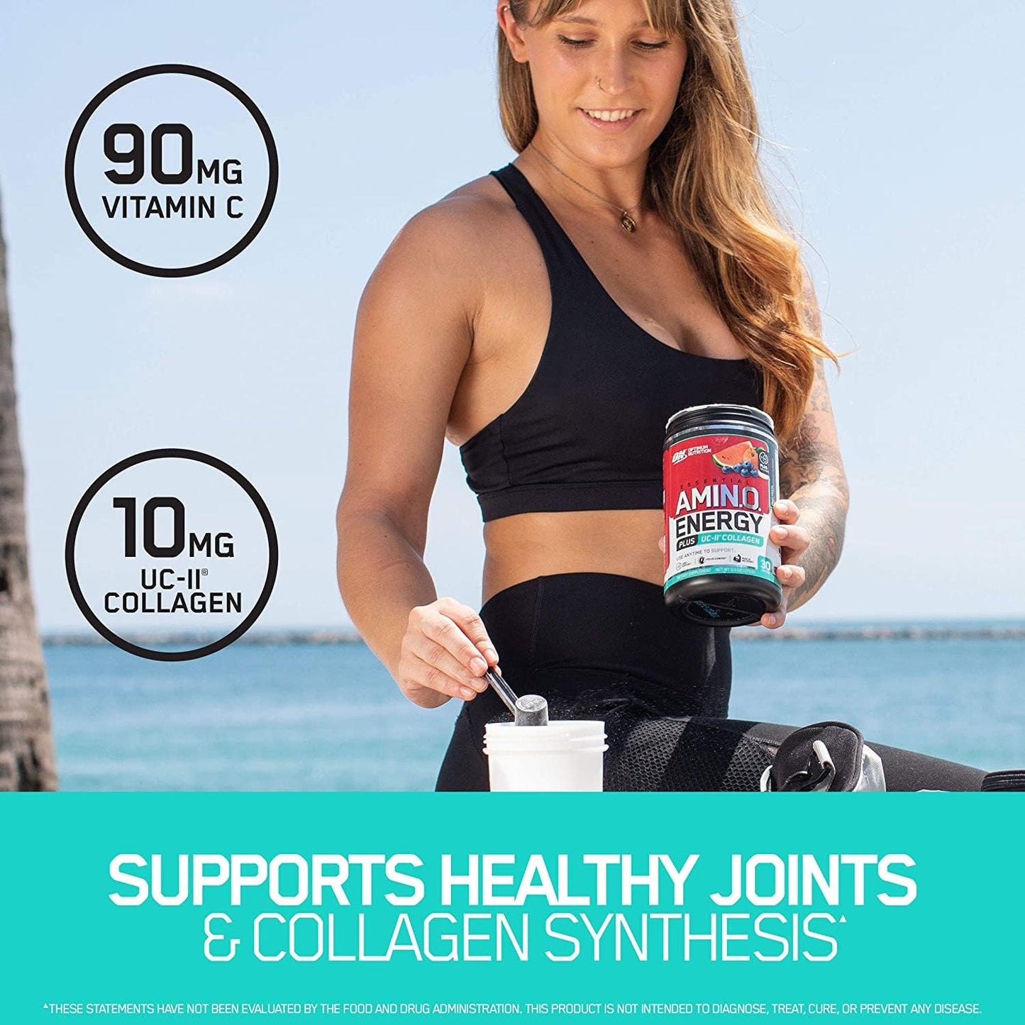 Optimum Nutrition Amino Energy + Collagen Powder – 5g Aminos, UC-II Collagen, Caffeine