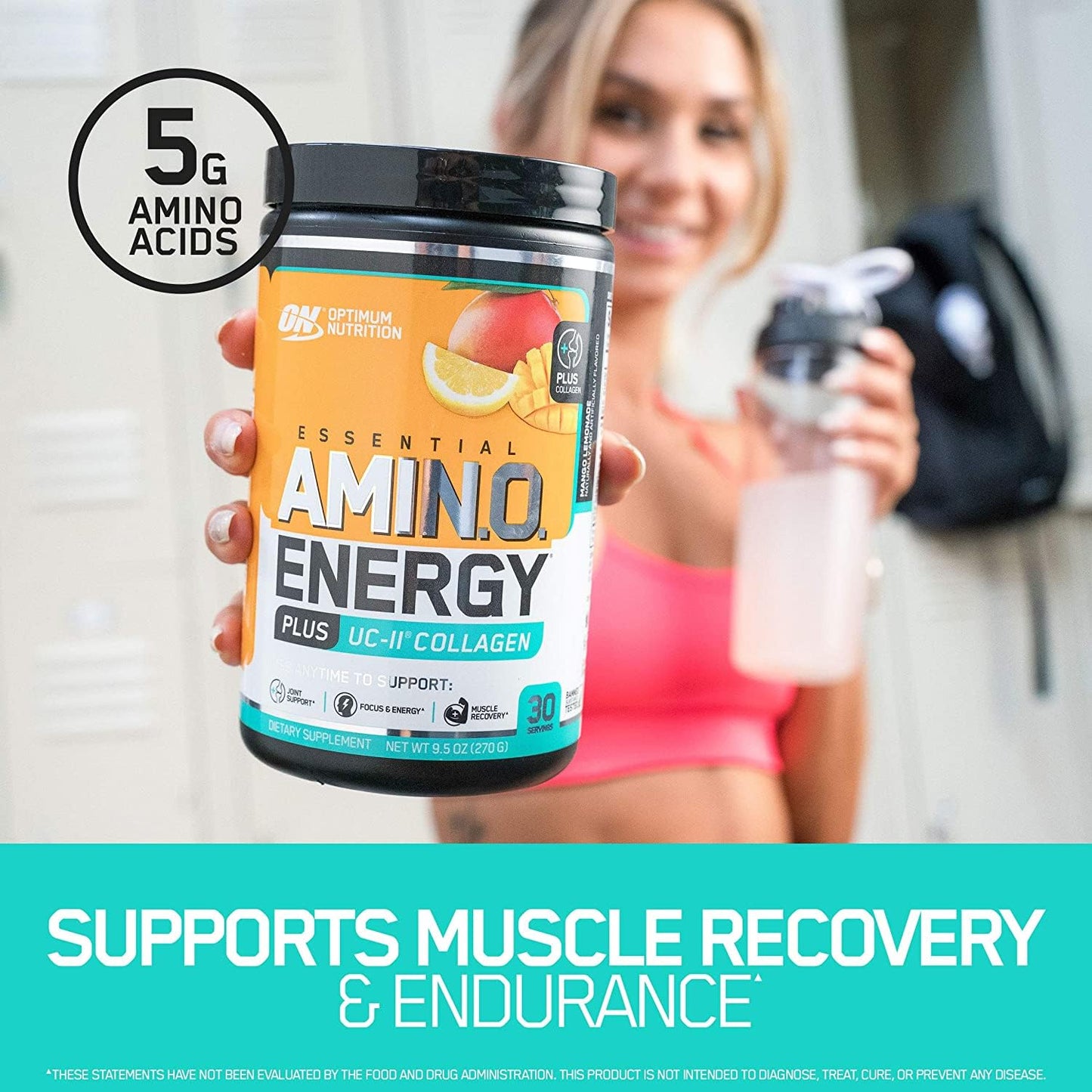 Optimum Nutrition Amino Energy + Collagen Powder – 5g Aminos, UC-II Collagen, Caffeine