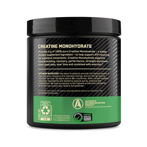 Optimum Nutrition Micronized Creatine Monohydrate Powder – Unflavored, 60 Servings, 300 g | Packaging May Vary