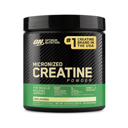 Optimum Nutrition Micronized Creatine Monohydrate Powder – Unflavored, 60 Servings, 300 g | Packaging May Vary