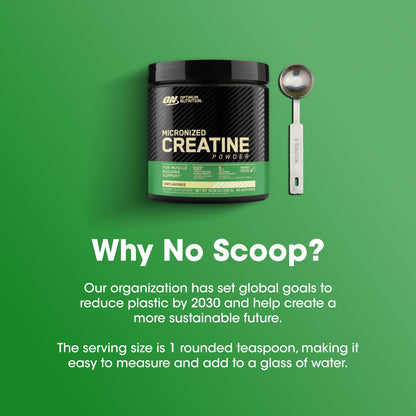 Optimum Nutrition Micronized Creatine Monohydrate Powder – Unflavored, 60 Servings, 300 g | Packaging May Vary