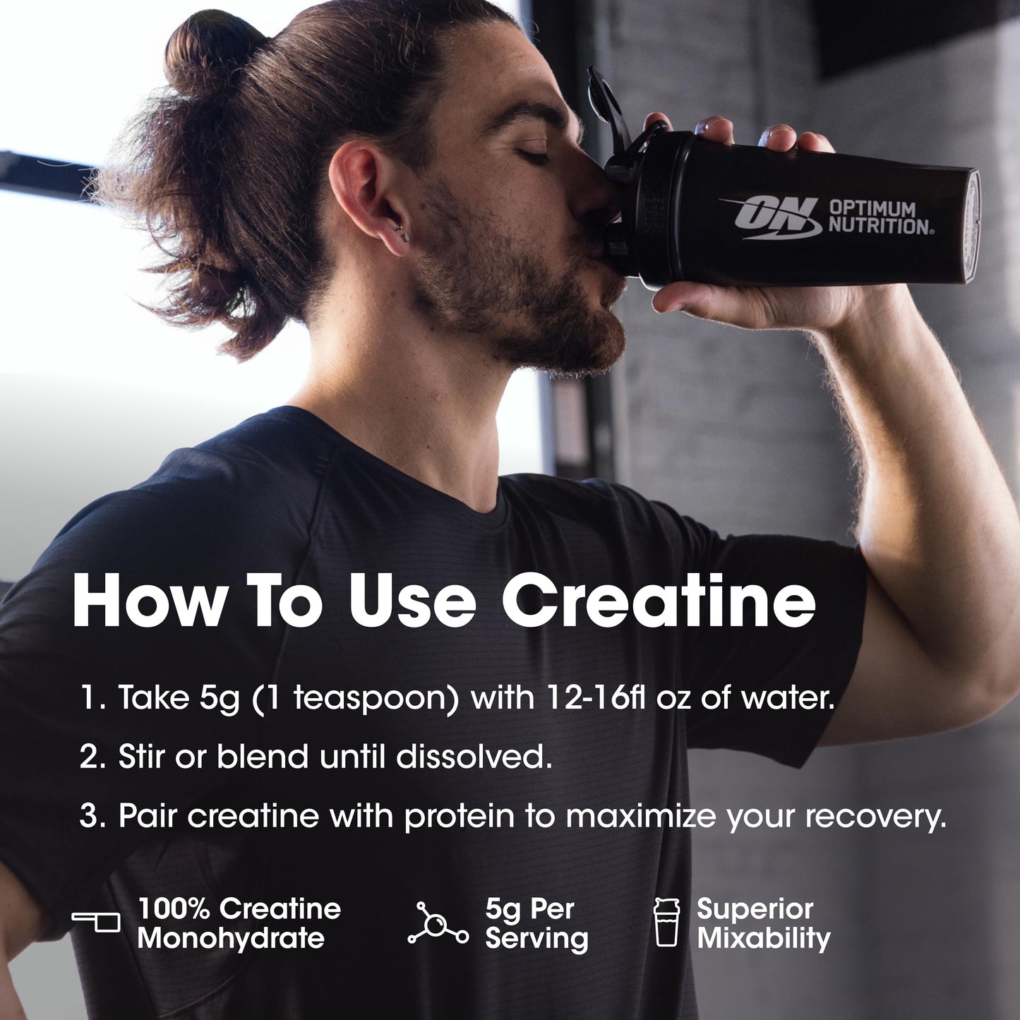 Optimum Nutrition Micronized Creatine Monohydrate Powder – Unflavored, 60 Servings, 300 g | Packaging May Vary