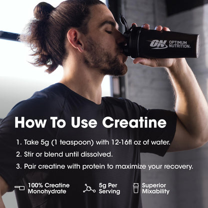 Optimum Nutrition Micronized Creatine Monohydrate Powder – Unflavored, 60 Servings, 300 g | Packaging May Vary