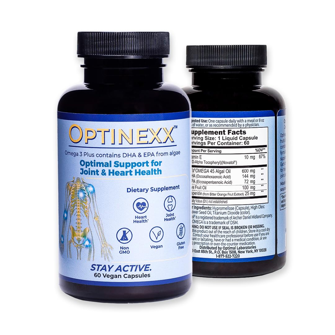 Optinexx Premium Vegan Omega-3 – Algae DHA & EPA + Vitamin E