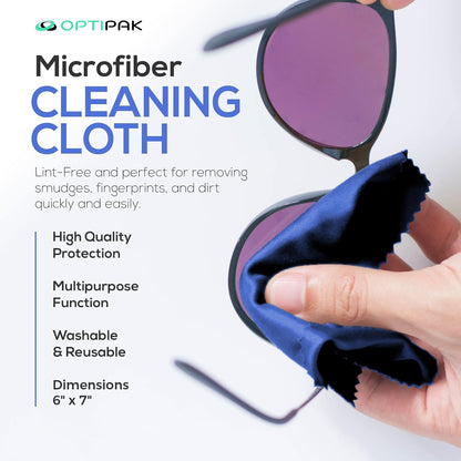 OPTIPAK Anti Fog Lens Cleaner Spray Kit | 2x 1oz Bottles, Pouch & 5 Microfiber Cloths – 8 Piece Set