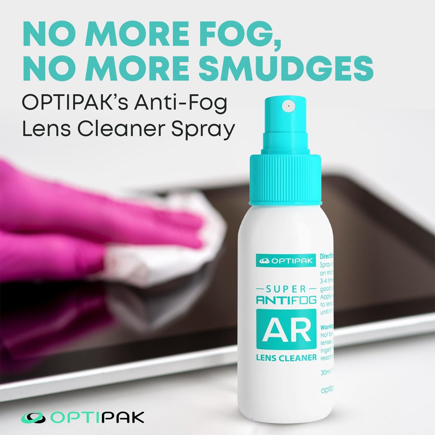 OPTIPAK Anti Fog Lens Cleaner Kit – 2oz Spray + Microfiber Cloth (2 Piece Set)