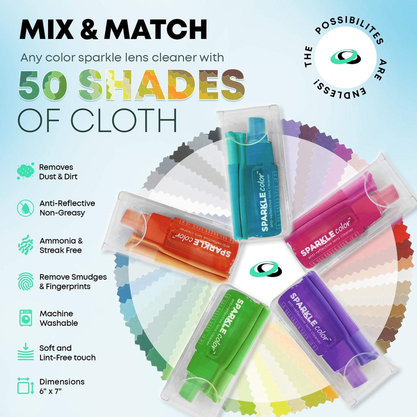 OPTIPAK Eyeglass Lens Cleaner Kit – Vinyl Flip-Top Pouch with 4x 1oz Bottles + 4 Microfiber Cloths