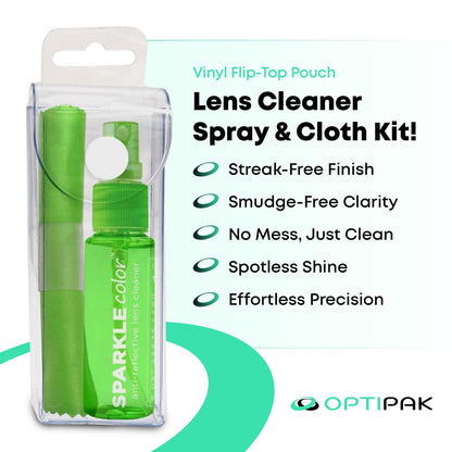 OPTIPAK Eyeglass Lens Cleaner Kit – Vinyl Flip-Top Pouch with 4x 1oz Bottles + 4 Microfiber Cloths