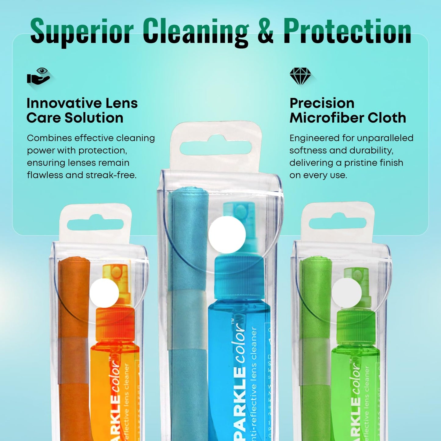 OPTIPAK Eyeglass Lens Cleaner Kit – Vinyl Flip-Top Pouch with 4x 1oz Bottles + 4 Microfiber Cloths