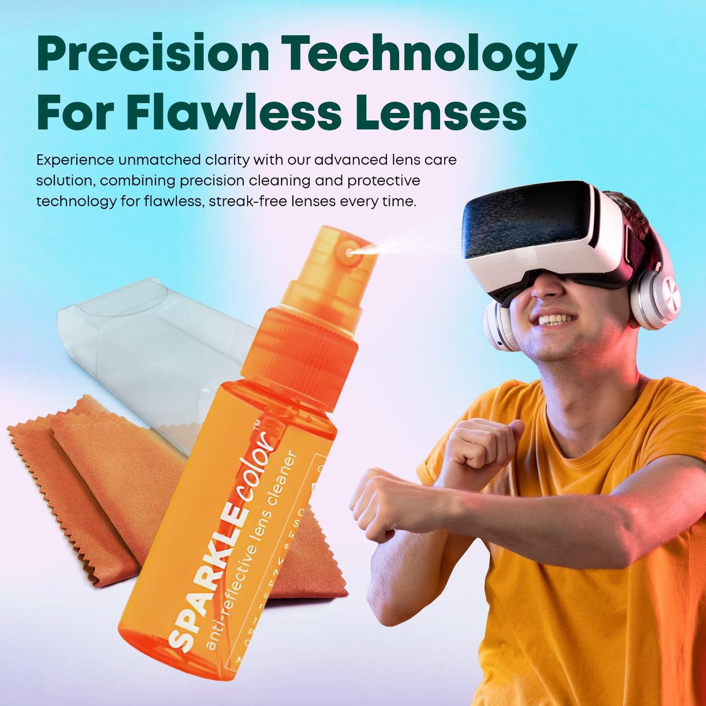 OPTIPAK Eyeglass Lens Cleaner Kit – Vinyl Flip-Top Pouch with 4x 1oz Bottles + 4 Microfiber Cloths