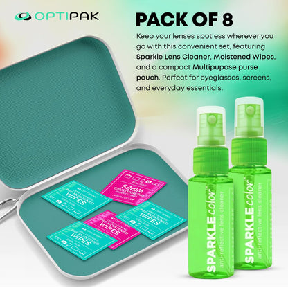 OPTIPAK Sparkle Anti-Reflective Safe Lens Cleaner Kit – 8-Piece Set