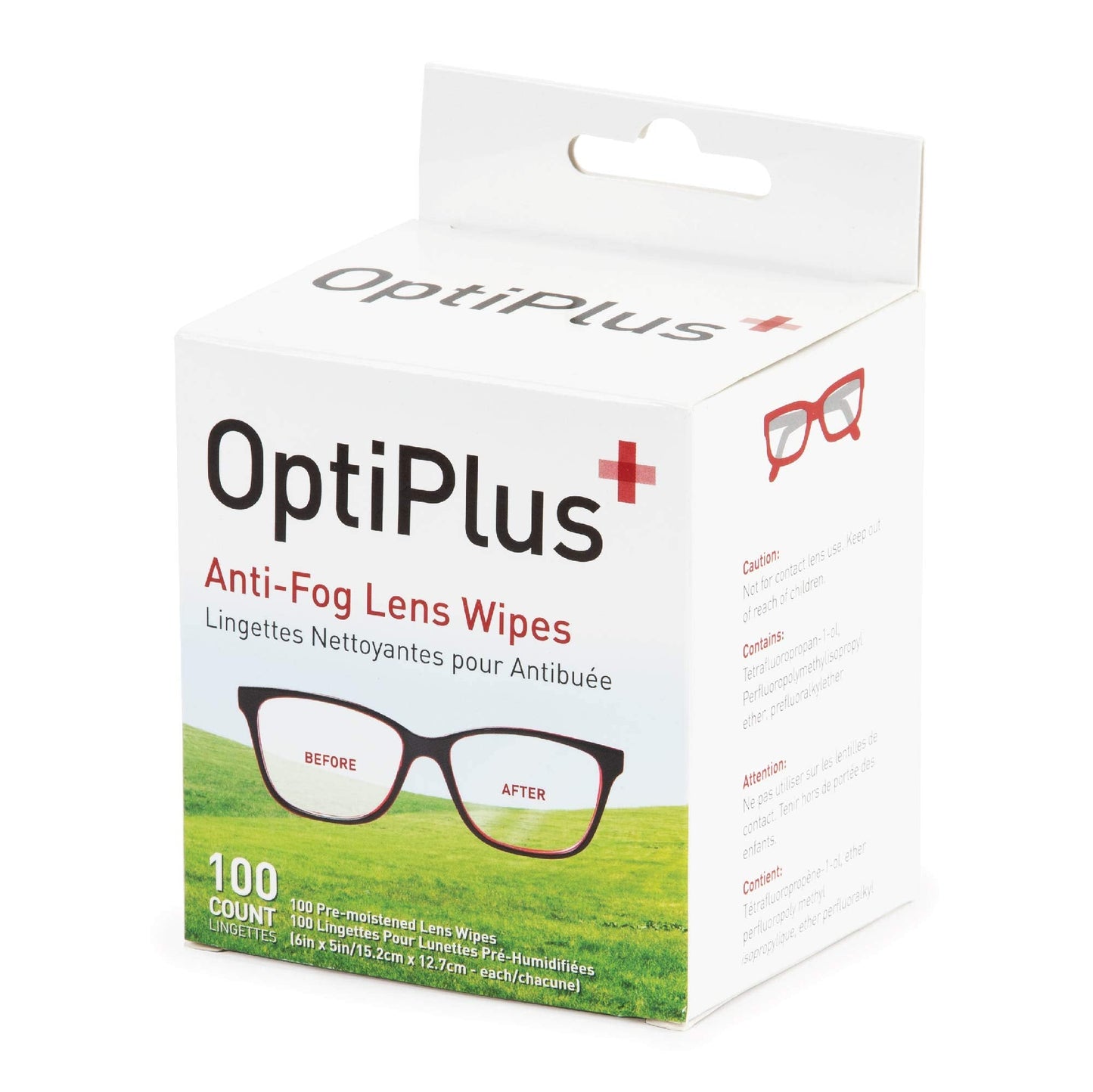 OptiPlus Anti-Fog Wipes for Glasses, Screens & Lenses – 100 Count