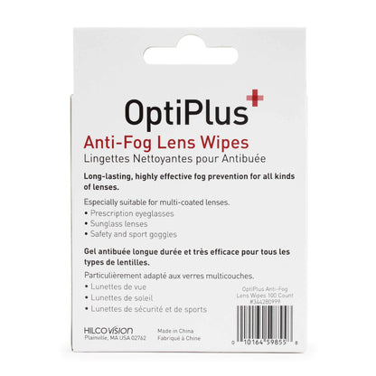 OptiPlus Anti-Fog Wipes for Glasses, Screens & Lenses – 100 Count