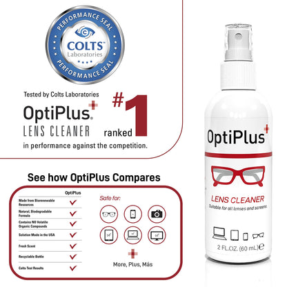OptiPlus Lens Cleaner Kit – 2oz Spray & Premium Microfiber Cloth for Eyewear