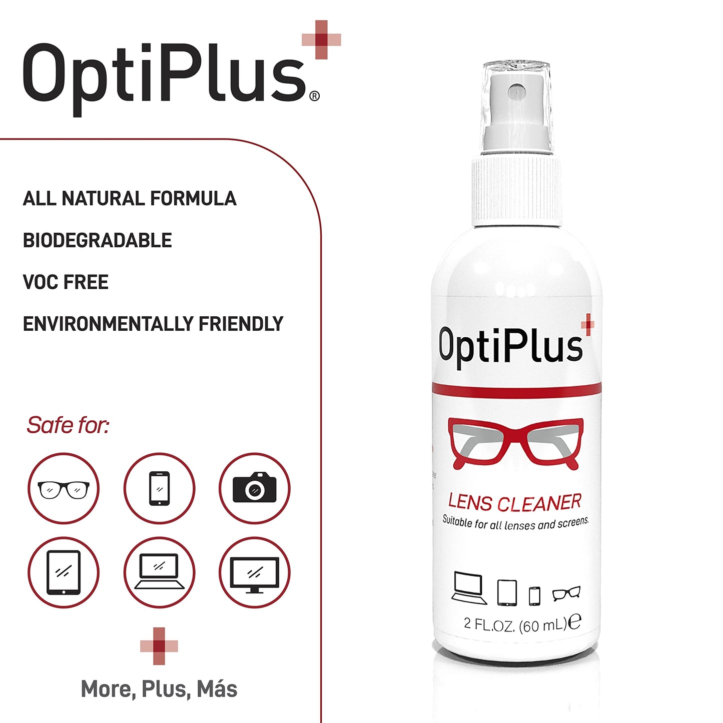 OptiPlus Lens Cleaner Kit – 2oz Spray & Premium Microfiber Cloth for Eyewear