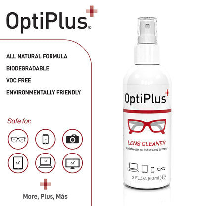 OptiPlus Lens Cleaner Kit – 2oz Spray & Premium Microfiber Cloth for Eyewear