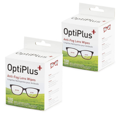 OptiPlus Anti-Fog Lens Wipes — 2 Pack of 100 Wipes