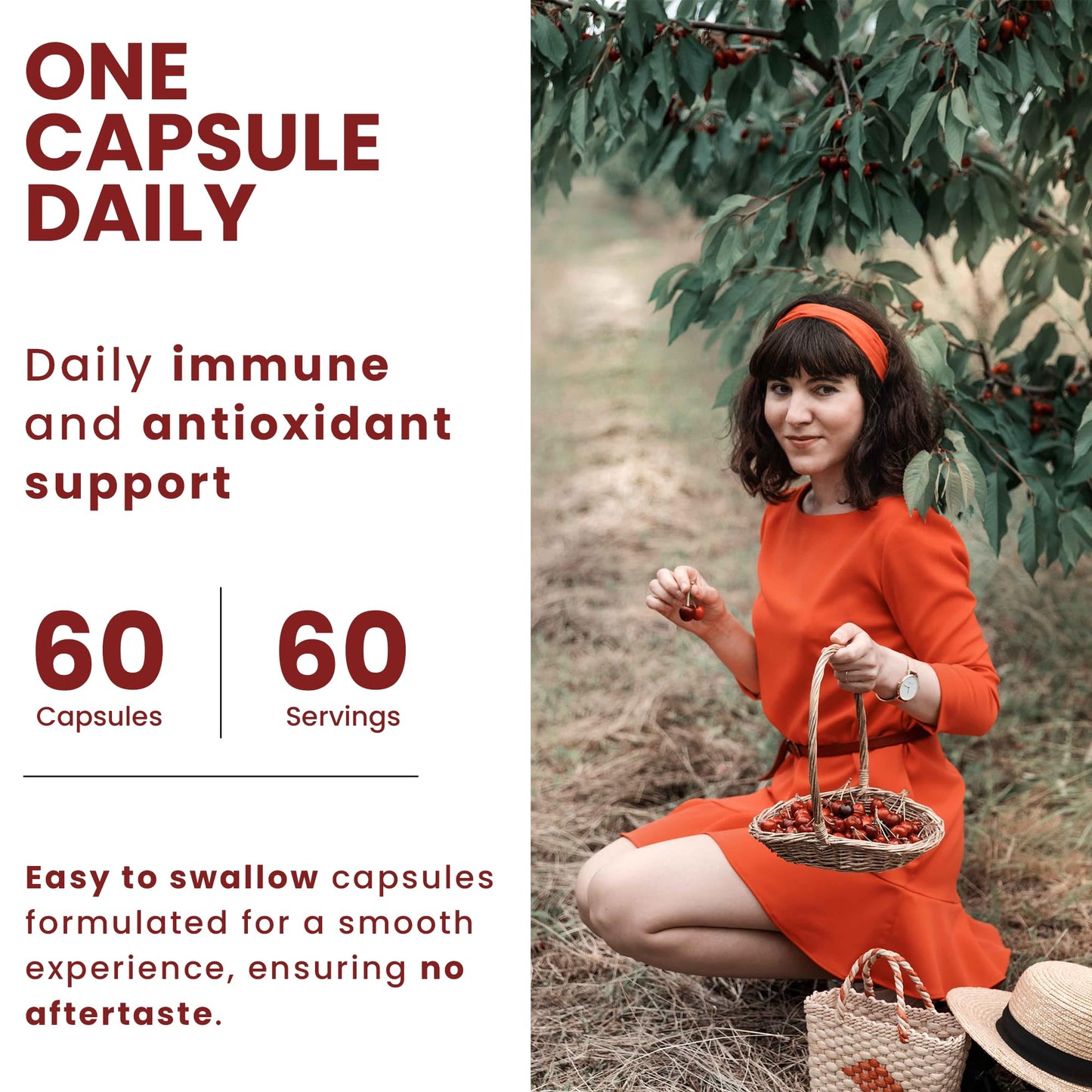 OPTIVIDA Acerola Cherry Capsules – Plant-Based Vitamin C for Immunity