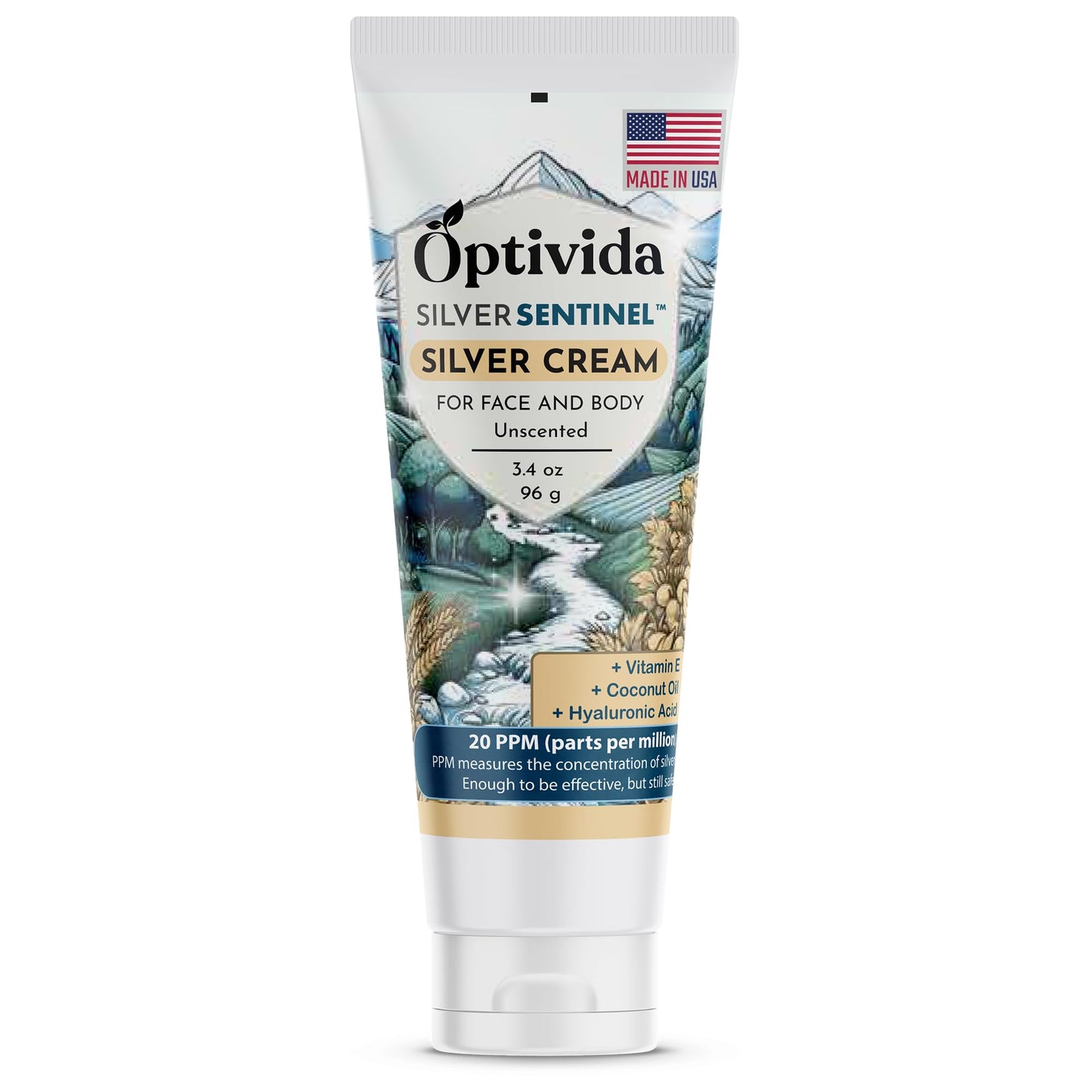 Optivida Nano Silver Skin Healing Cream – Hydrating Ointment for Burns, Wounds, Scars & Acne