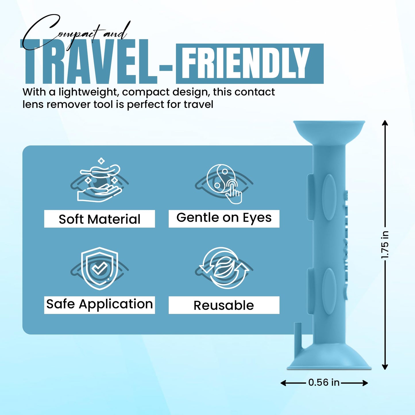 OptiWand Portable Soft Contact Lens Tool | Insertion & Removal – Silicone Rubber Eye Inserter & Remover (Travel Size 1.75 inch)