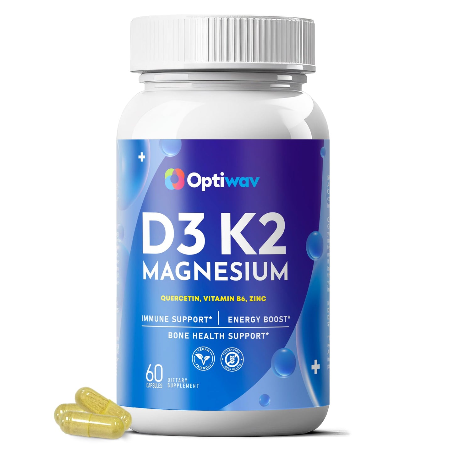 Optiwav D3 K2 Magnesium - Bone Health, Immune & Energy Support