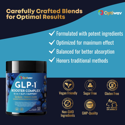 Optiwav GLP-1 Probiotic Weight Loss Supplement - Natural GLP-1 Booster for Appetite Control, Metabolism & Gut Health