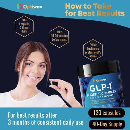 Optiwav GLP-1 Probiotic Weight Loss Supplement - Natural GLP-1 Booster for Appetite Control, Metabolism & Gut Health