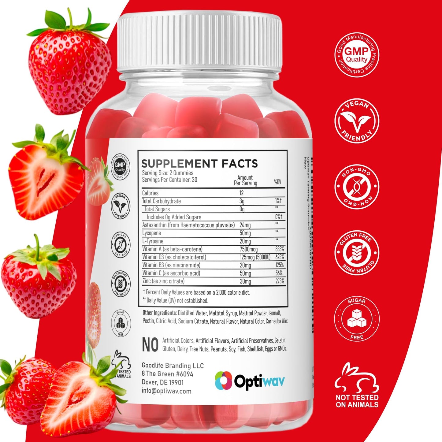 OptiWav Tanning Gummies for Women Sunless Glow – Vegan, Sugar Free