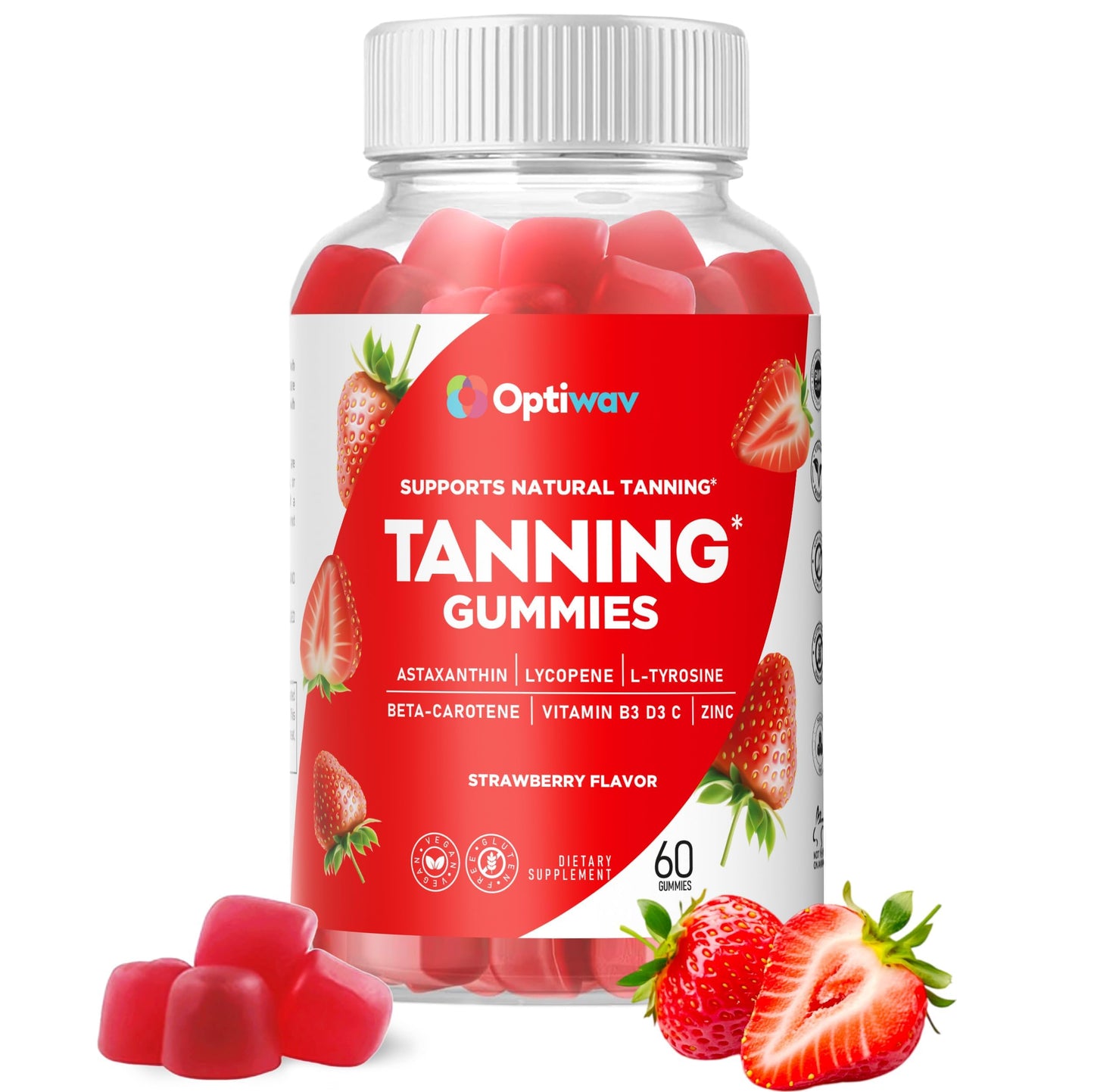 OptiWav Tanning Gummies for Women Sunless Glow – Vegan, Sugar Free