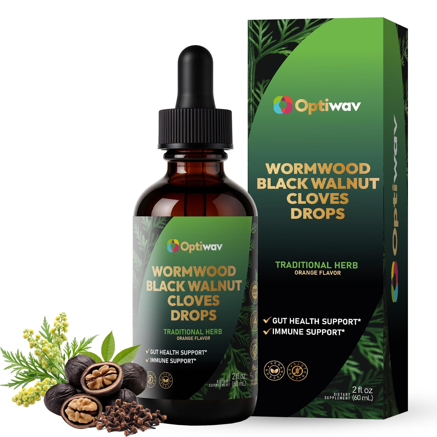 Optiwav Wormwood, Black Walnut & Cloves Drops – Digestive Wellness & Immune Support