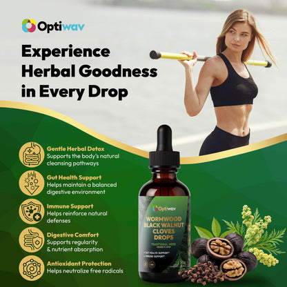 Optiwav Wormwood, Black Walnut & Cloves Drops – Digestive Wellness & Immune Support