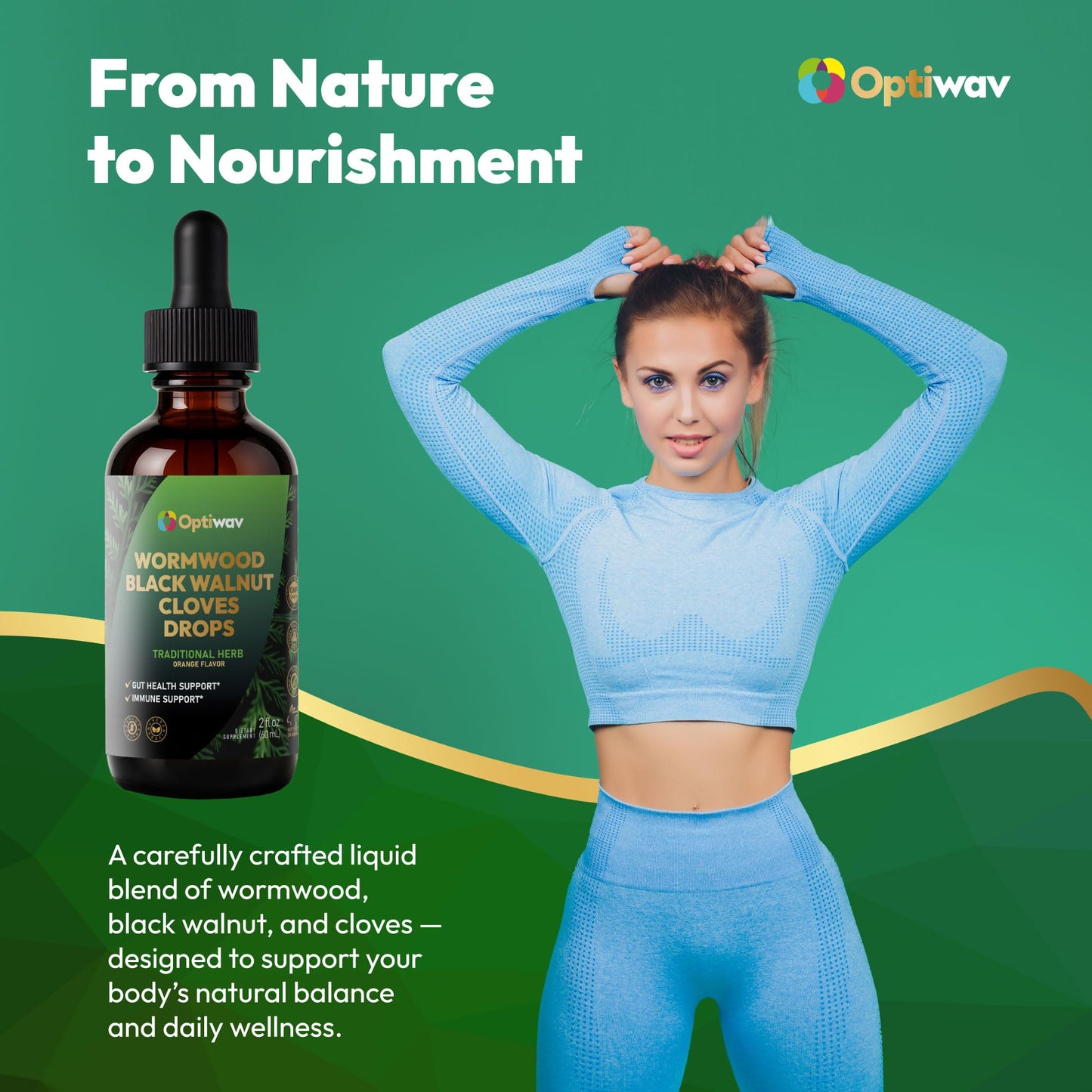Optiwav Wormwood, Black Walnut & Cloves Drops – Digestive Wellness & Immune Support